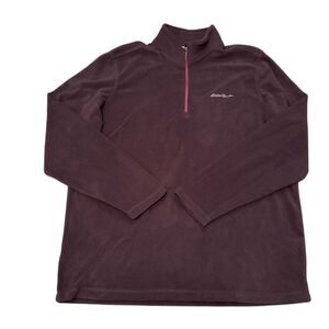 Eddie Bauer Mens Fleece Quarter‎ Zip Dark Purple Gorpcore Outdoors Size XLT